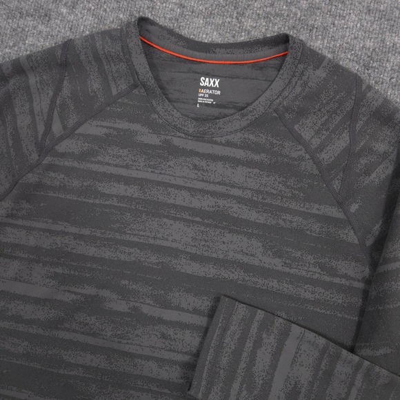 SAXX Aerator Shirt Mens Large Gray Camo Performance Running Hiking Long Sleeve - Picture 2 of 8